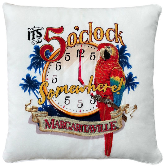 5 O'Clock Parrot Embroidered Pillow