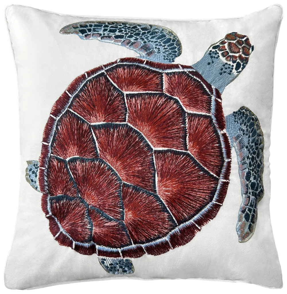 Sea Turtle Embroidered Pillow