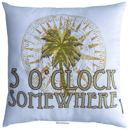 5 O'Clock Palm Compass Outdoor Pillow